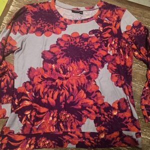 Anna Red and Purple Floral Knit Top
